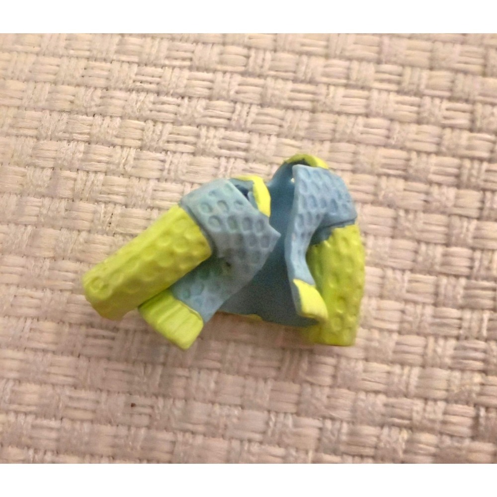 Vintage Polly Pocket Doll Sweater Flexible Rubber Blue Green Retro Accessory